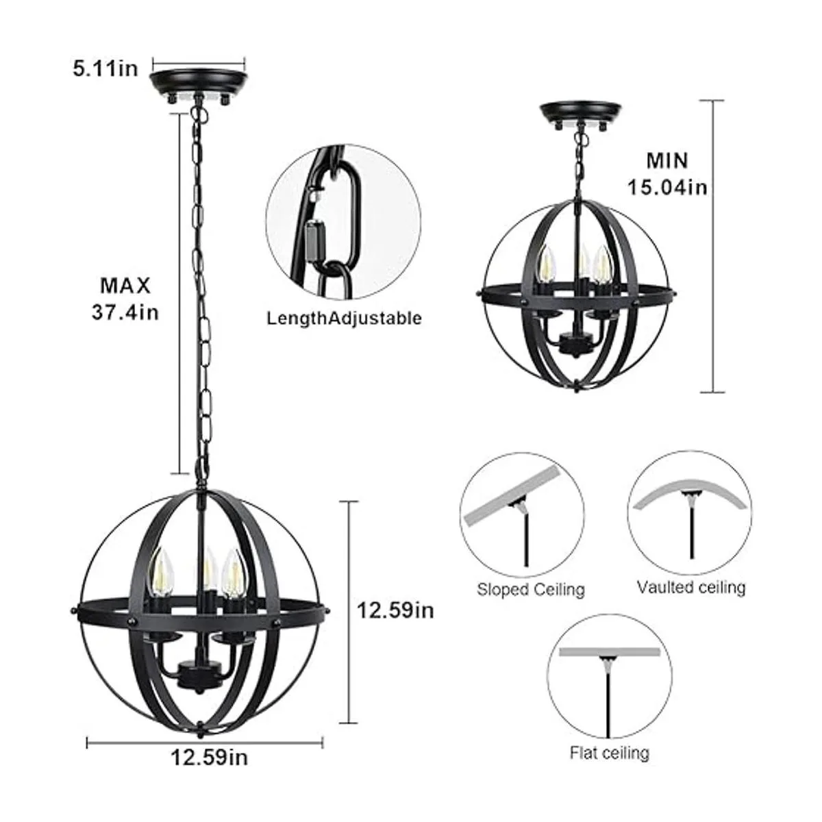 DLLT Lámpara de techo colgante color negro_3