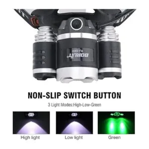 BORUIT Faro recargable de luz verde blanca superbrillante_2