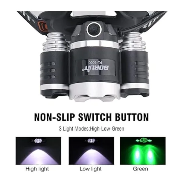 BORUIT Faro recargable de luz verde blanca superbrillante_2