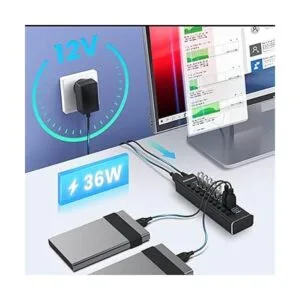 Rosonway Hub USB 3.0 de aluminio de 10 puertos con_2