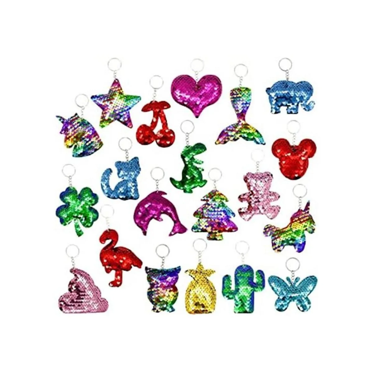 20 llaveros reversibles de lentejuelas de sirena con_1