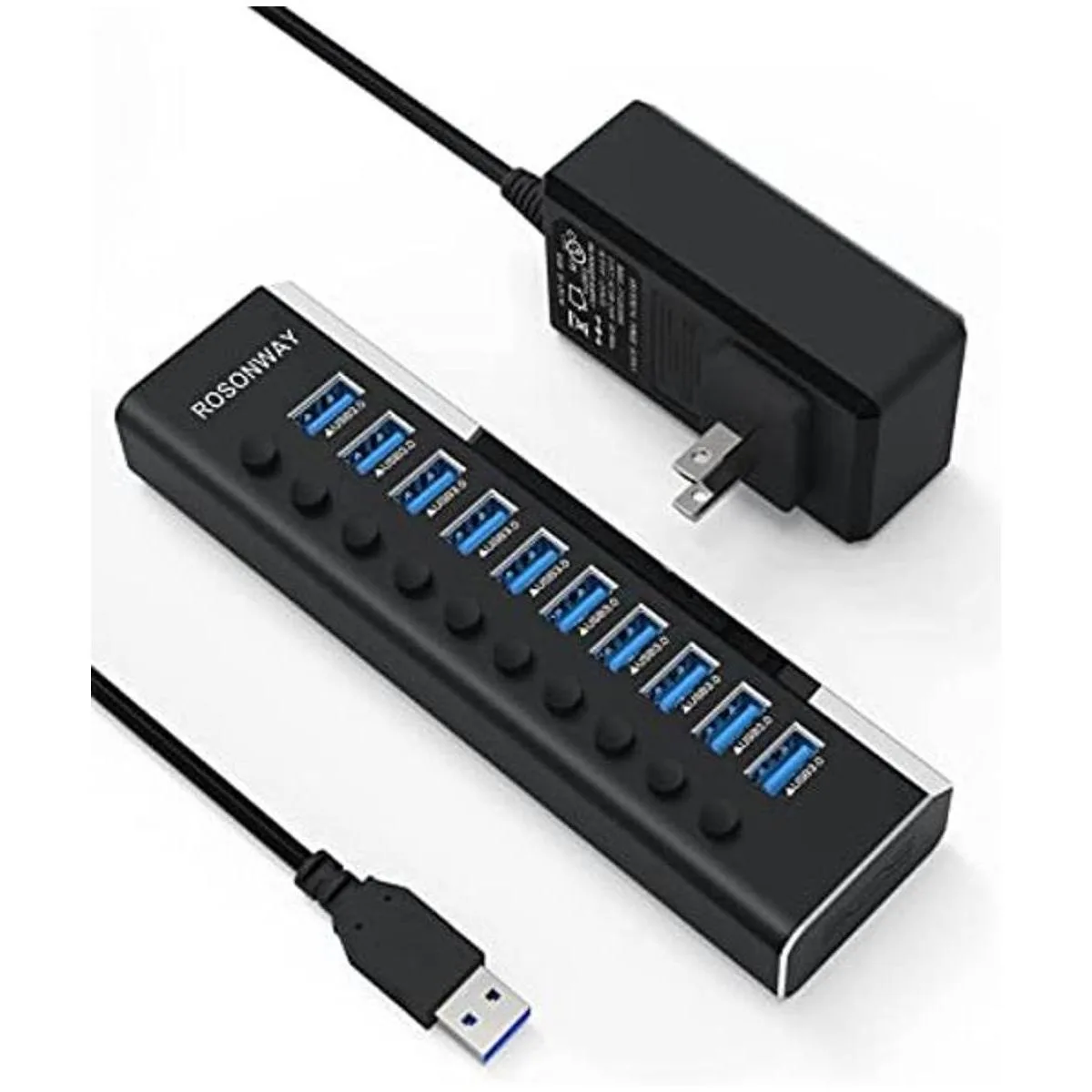 Rosonway Hub USB 3.0 de aluminio de 10 puertos con_1