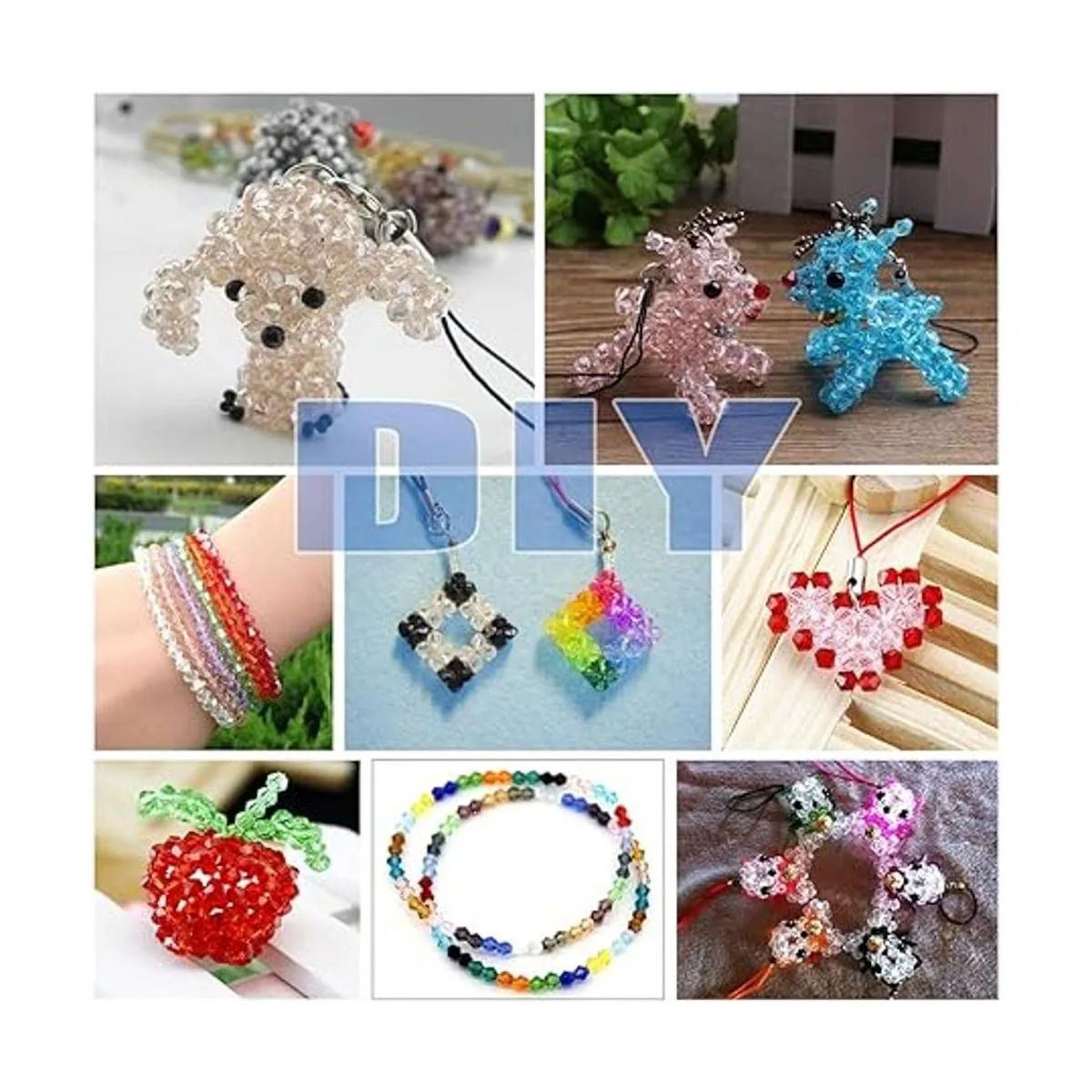 Glarks Juego de 1800 cuentas de cristal bicona de 0.157