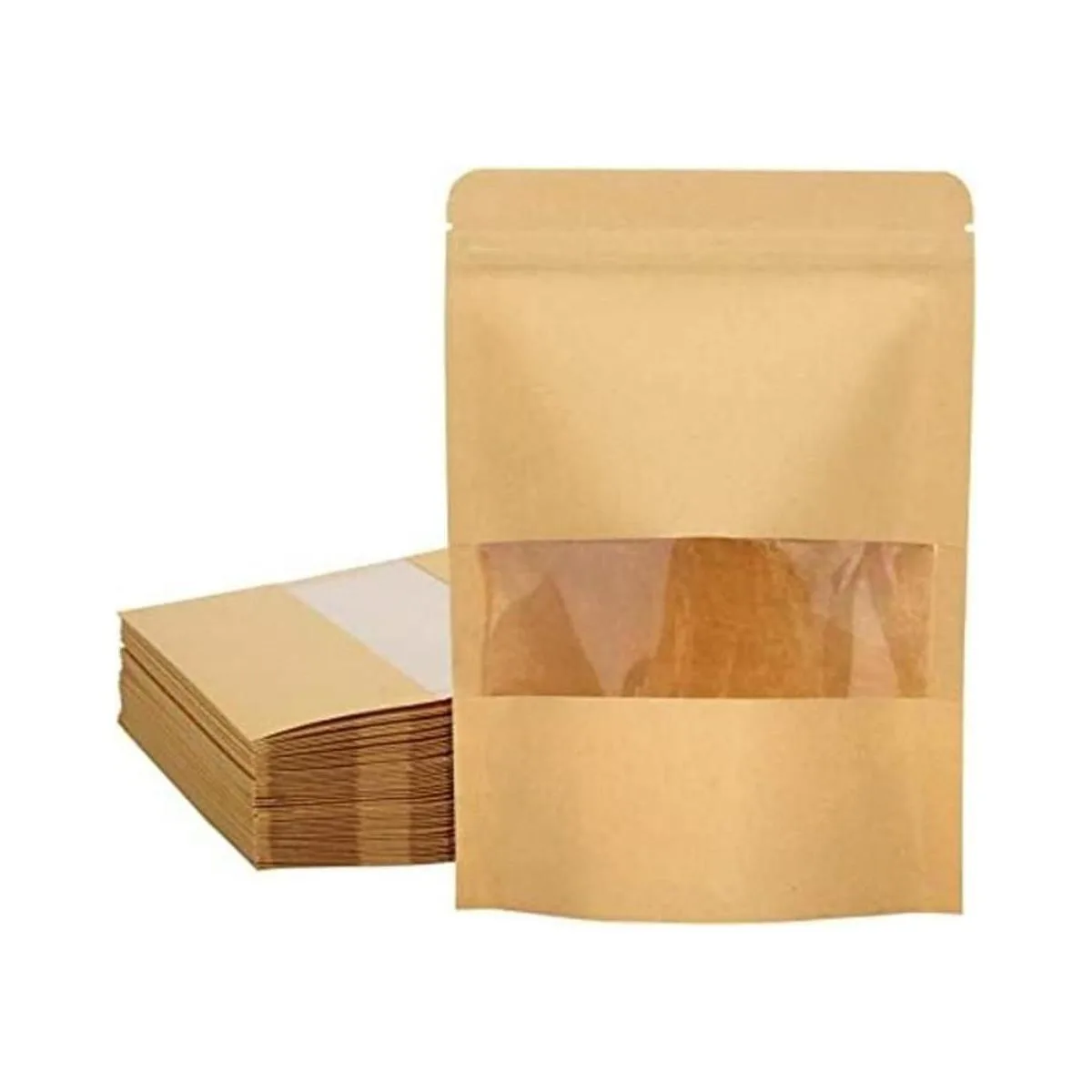 Blisstime Paquete de 50 bolsas de papel kraft con cierre_1