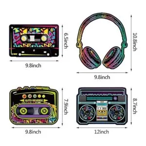 Decoraciones de fiesta de los años 80 recortes de casete_2