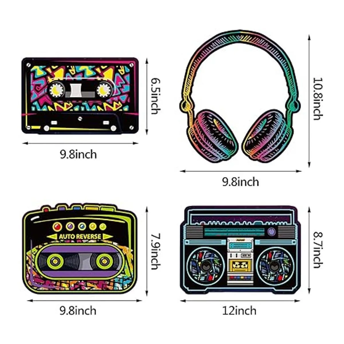 Decoraciones de fiesta de los años 80 recortes de casete_2