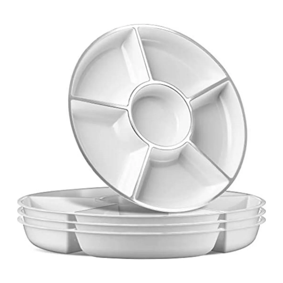 Plasticpro 6 bandejas de plástico redondas seccionales