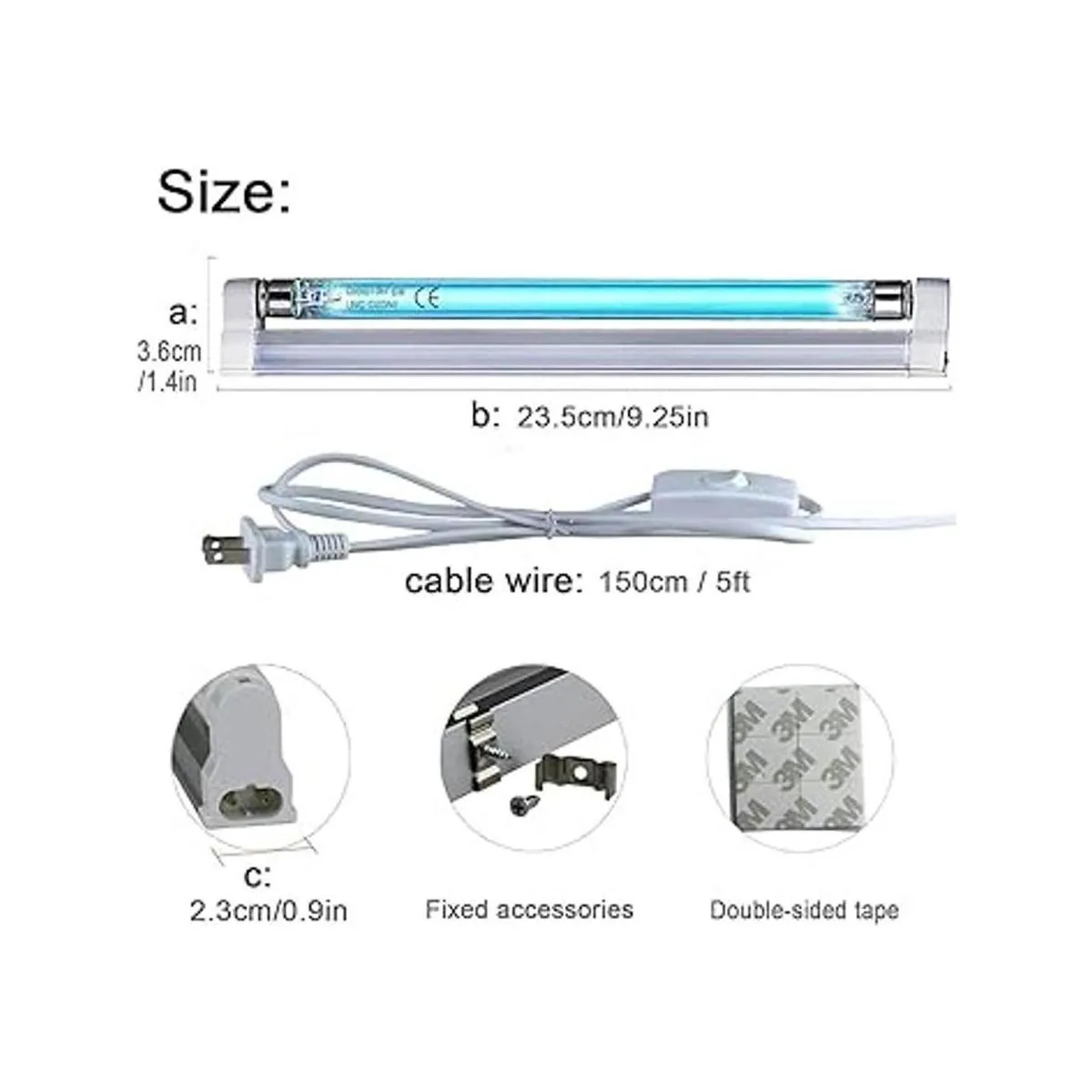 Lámpara de luz UVC de 185 nm con bombilla de 253.7 nm_5
