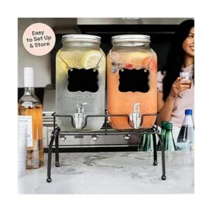 Dispensador de bebidas de vidrio para fiestas juego de_6