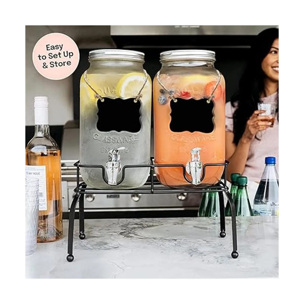 Dispensador de bebidas de vidrio para fiestas juego de_6