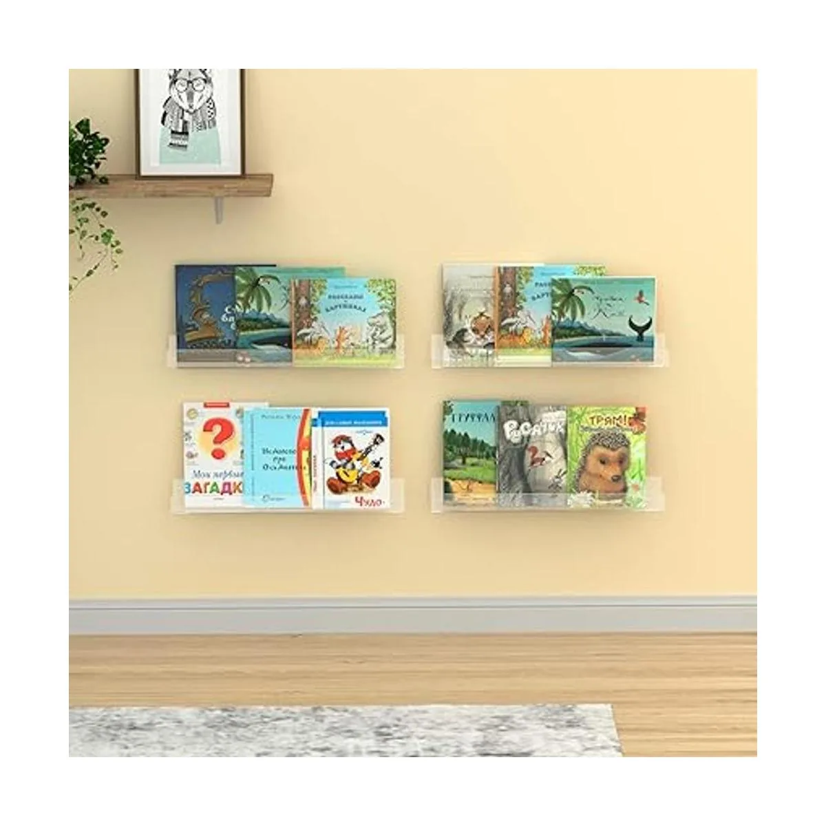 NIUBEE 24 Premium Acrylic Floating Nursery Kids Bookshelf_5