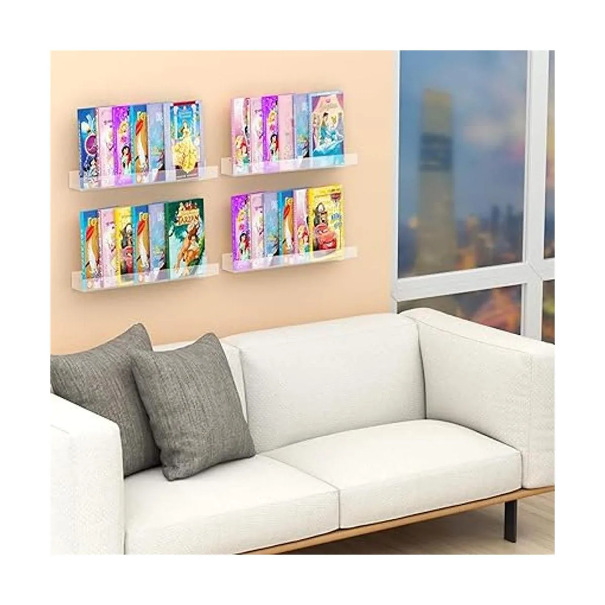 NIUBEE 24 Premium Acrylic Floating Nursery Kids Bookshelf_6