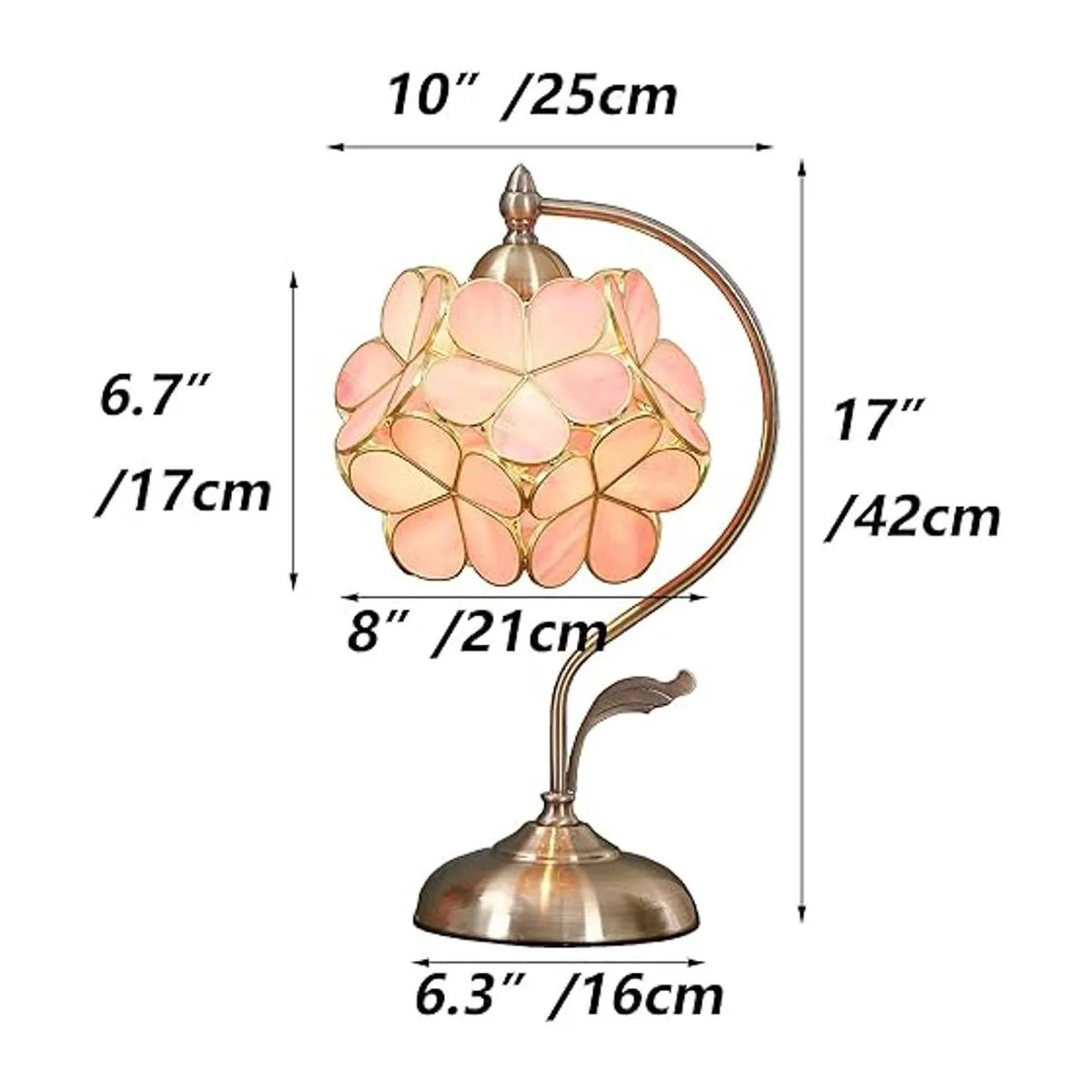 Bieye Lámpara de mesa estilo Tiffany con pantalla de 8_2