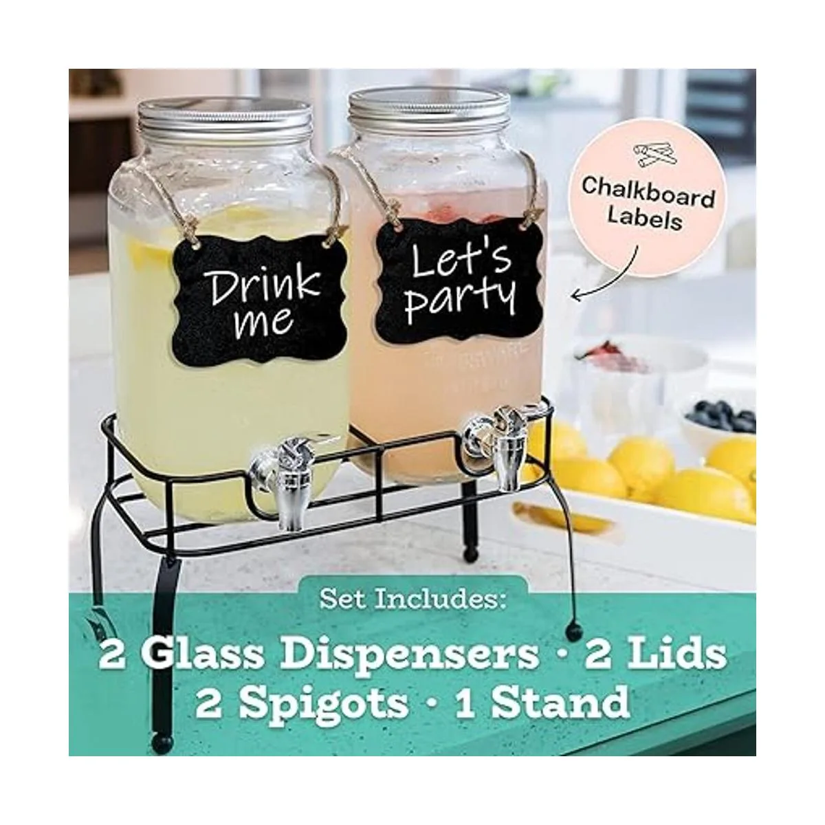Dispensador de bebidas de vidrio para fiestas juego de_2