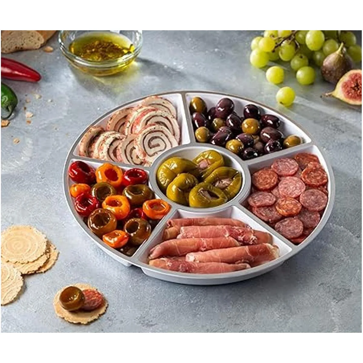 Plasticpro 6 bandejas de plástico redondas seccionales