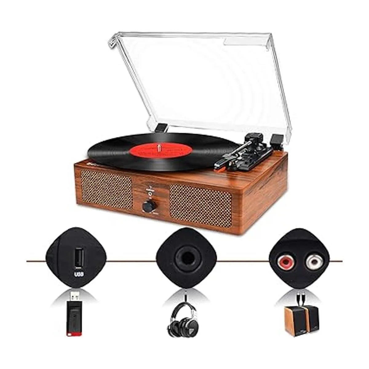 Reproductor de discos de vinilo impulsado por correa_4