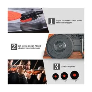 Reproductor de discos de vinilo impulsado por correa_3