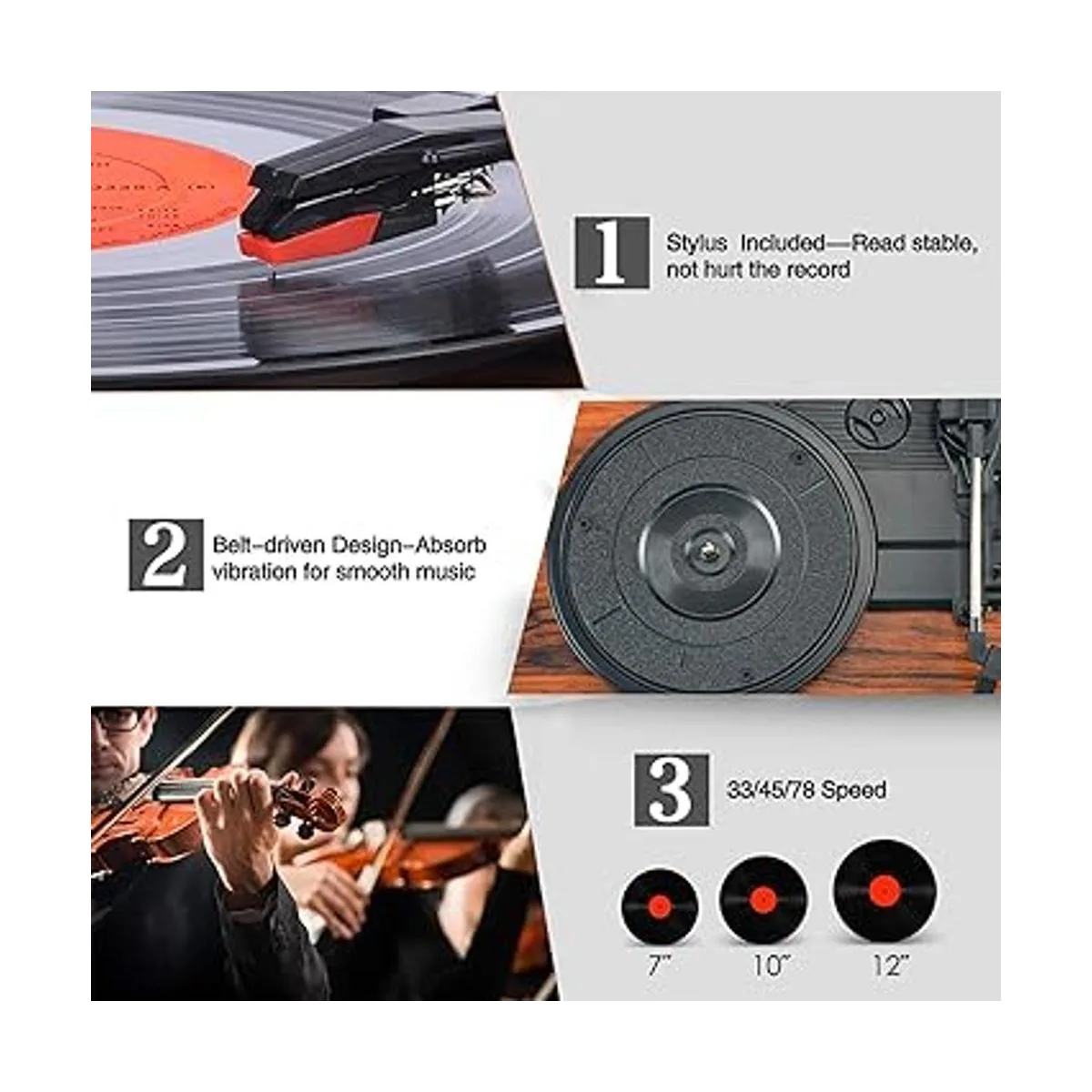 Reproductor de discos de vinilo impulsado por correa_3