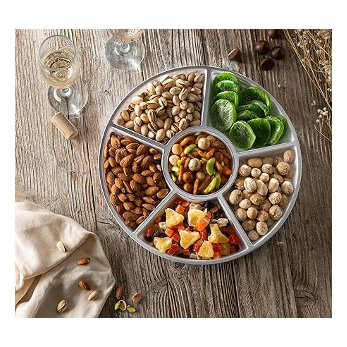 Plasticpro 6 bandejas de plástico redondas seccionales