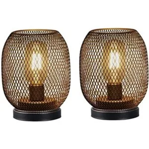 JHY DESIGN Juego de 2 faroles LED de jaula de metal_1