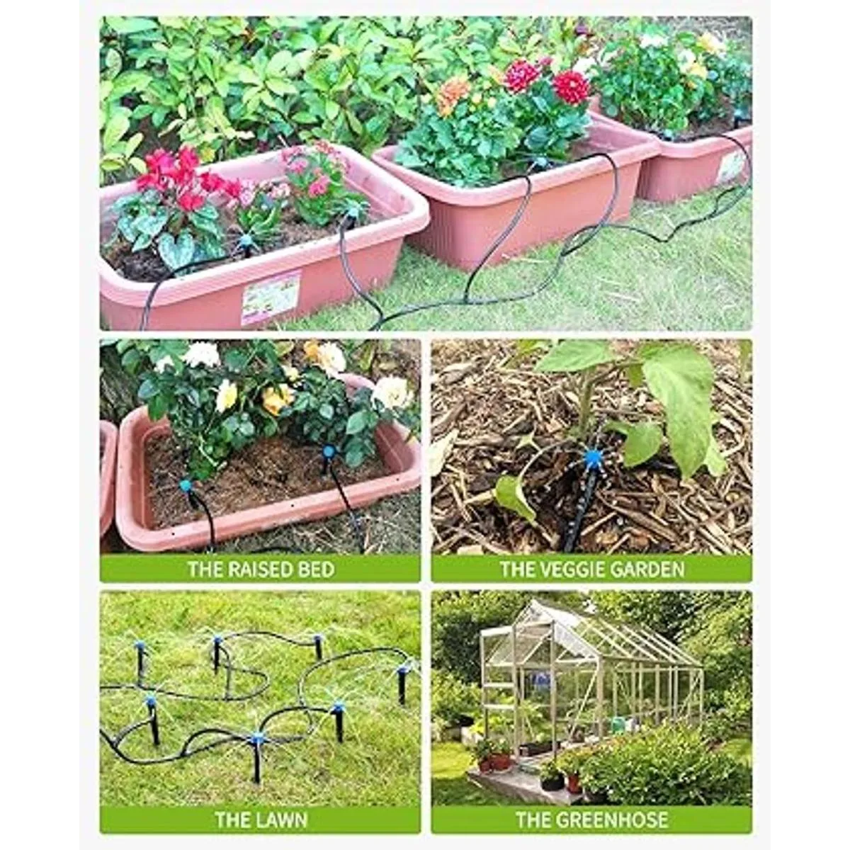 HIRALIY Kit de riego por goteo de 98 pies para sistema de_5