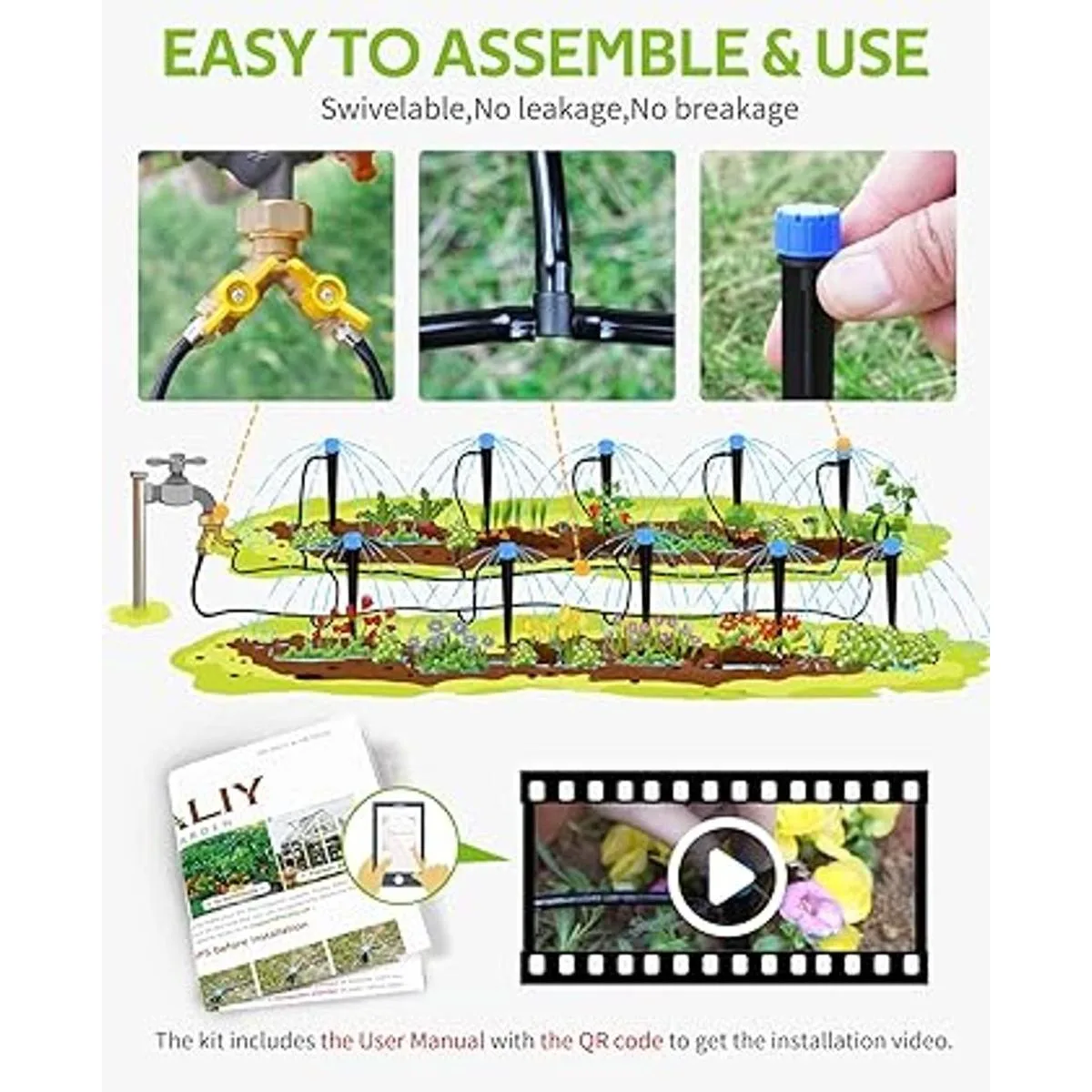 HIRALIY Kit de riego por goteo de 98 pies para sistema de_4