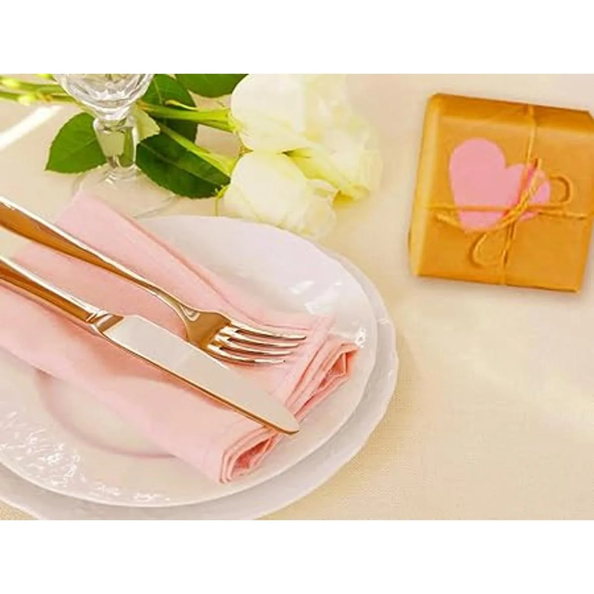 Juego de 6 servilletas de tela rosa 100 algodón