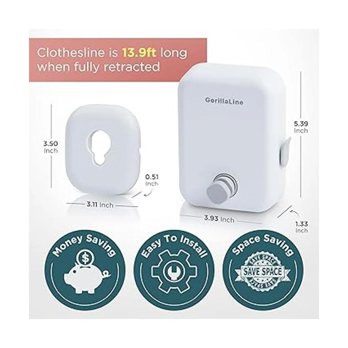 GorillaLine Tendedero retráctil resistente para secar_5