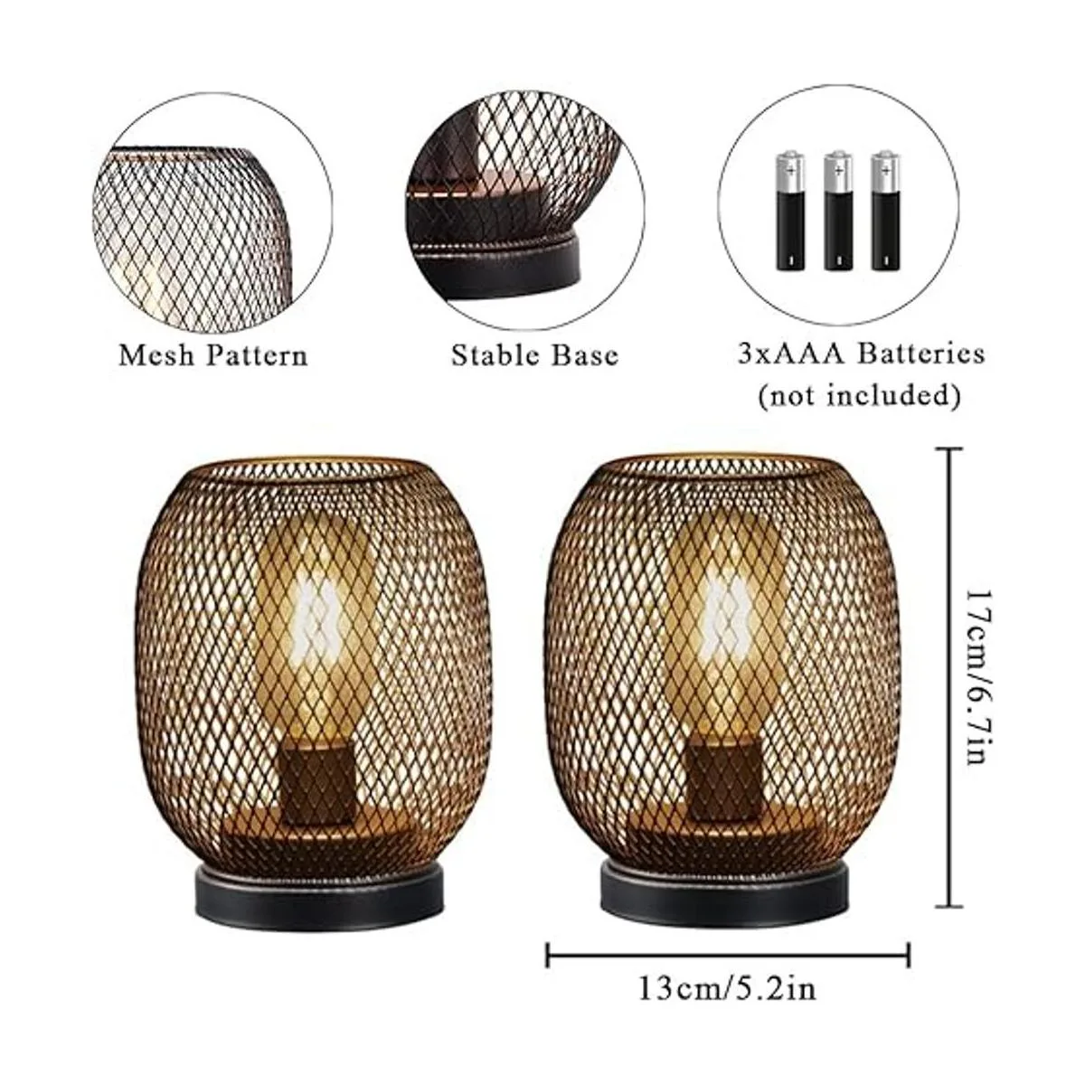 JHY DESIGN Juego de 2 faroles LED de jaula de metal_3