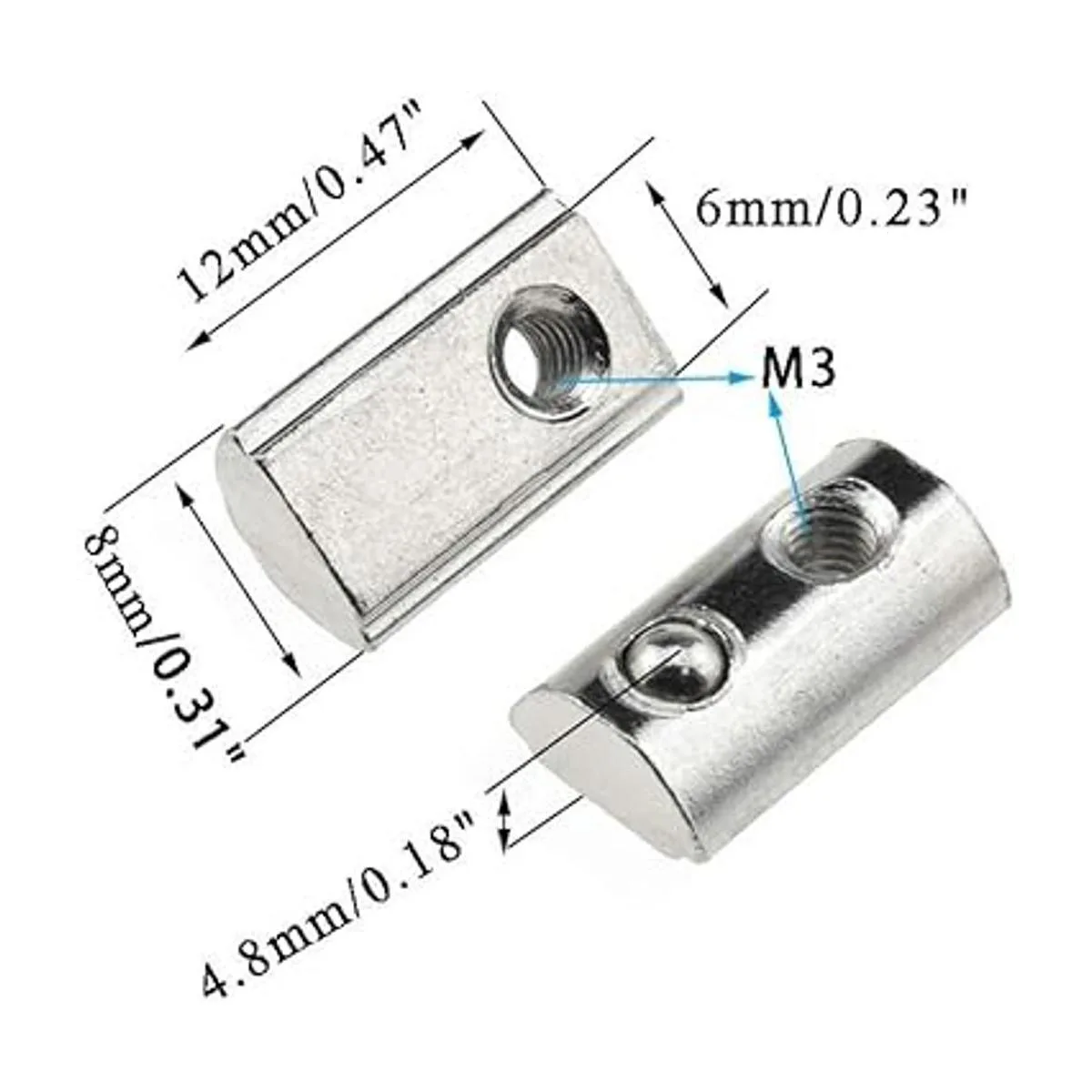 Binzzo 2020 Series M3 T Tuercas de ranura enrollables con