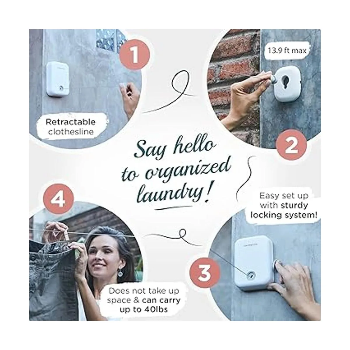 GorillaLine Tendedero retráctil resistente para secar_2