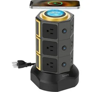 SUPERDANNY Power Strip Torre con cargador inalámbrico de 10W_1