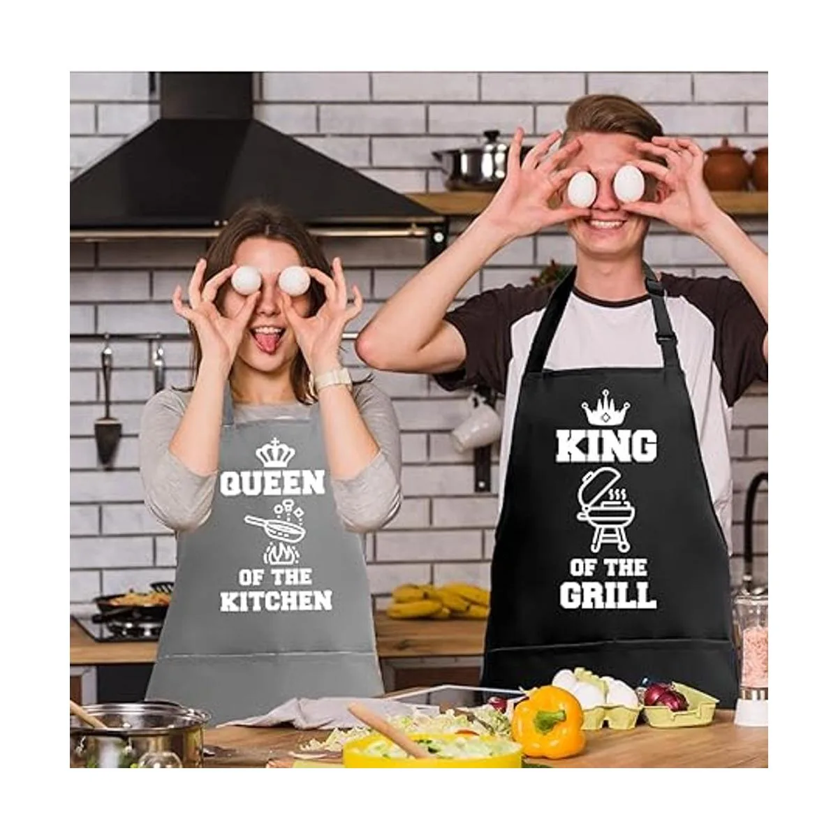 Saukore Delantales divertidos para parejas para él y para