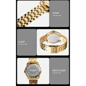 Reloj de pulsera de acero inoxidable con esfera tallada de_6