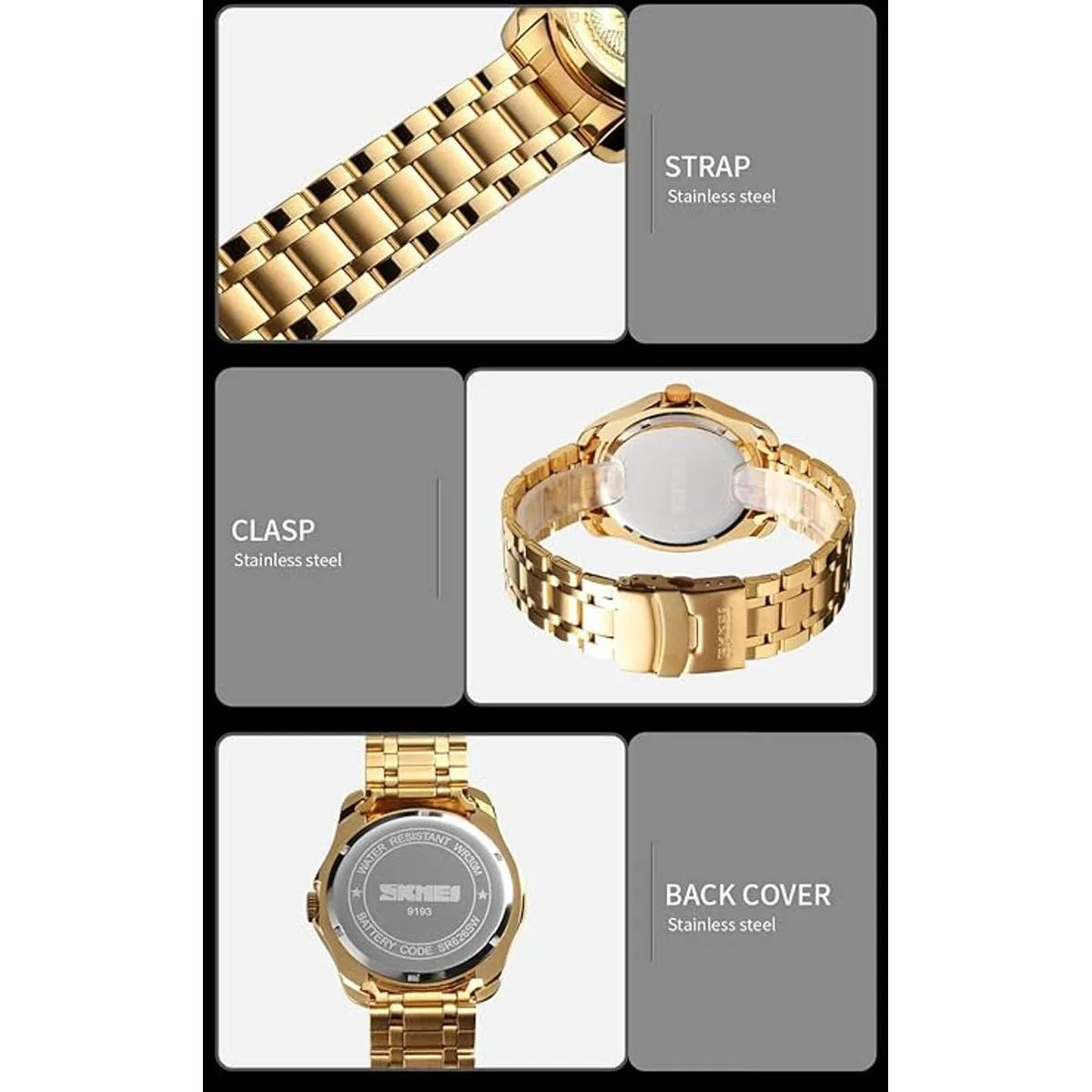 Reloj de pulsera de acero inoxidable con esfera tallada de_6