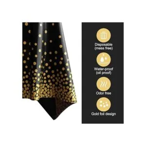 Manteles de plástico negro y dorado para mesas