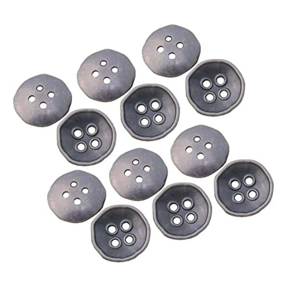 RECHERE Botones de metal de color plateado envejecido 12_1