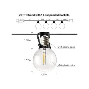 Banord Tira de luces tipo globo de 9 m para exteriores_3