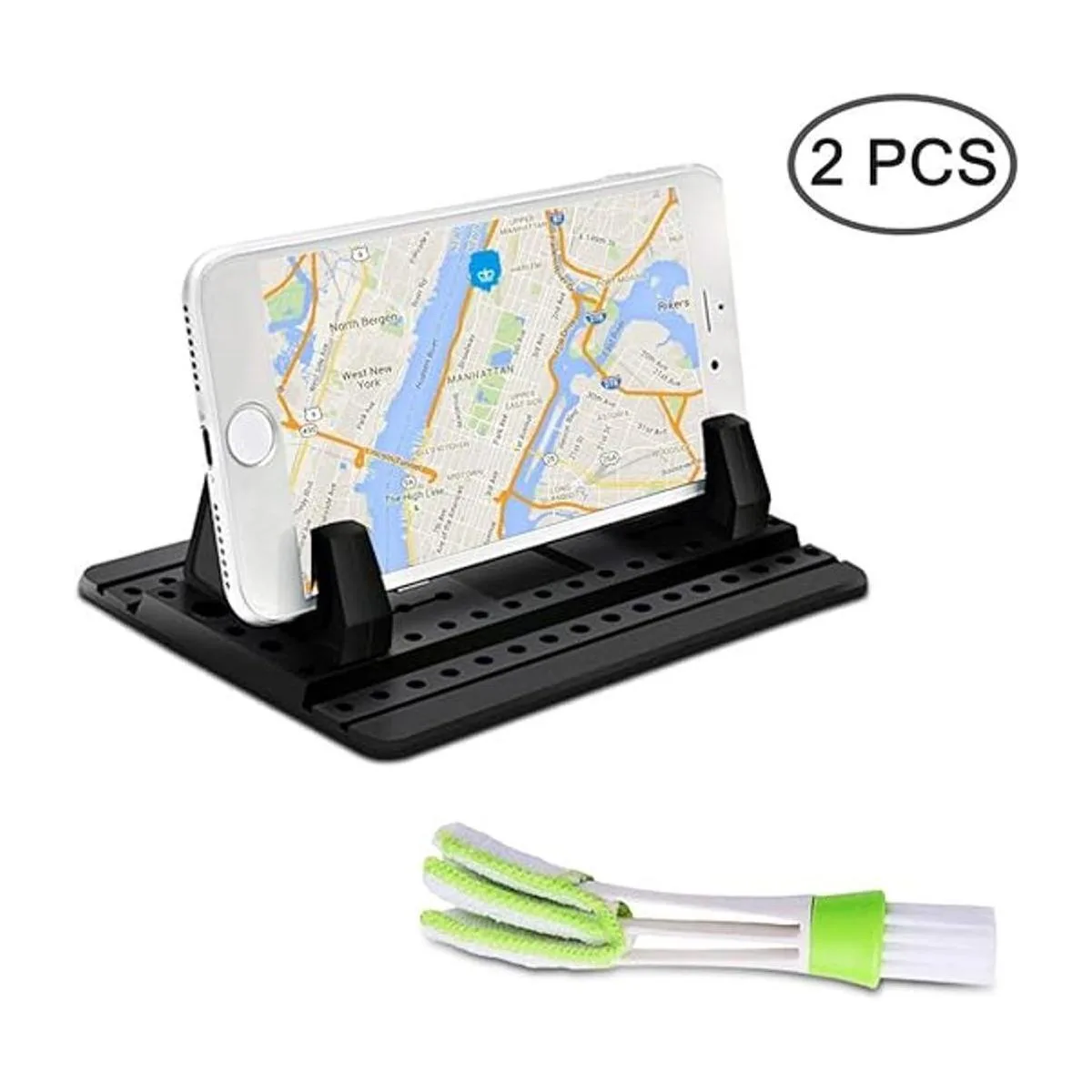 FineGood Soporte de teléfono para coche con cepillo de_2