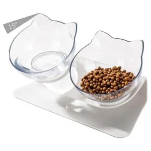 Luck Dawn Cuencos dobles elevados para gatos con soporte_1