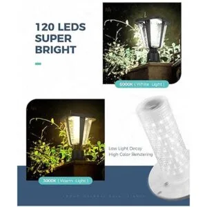 Lovus Poste de lámpara solar 6000 K luces solares para_3