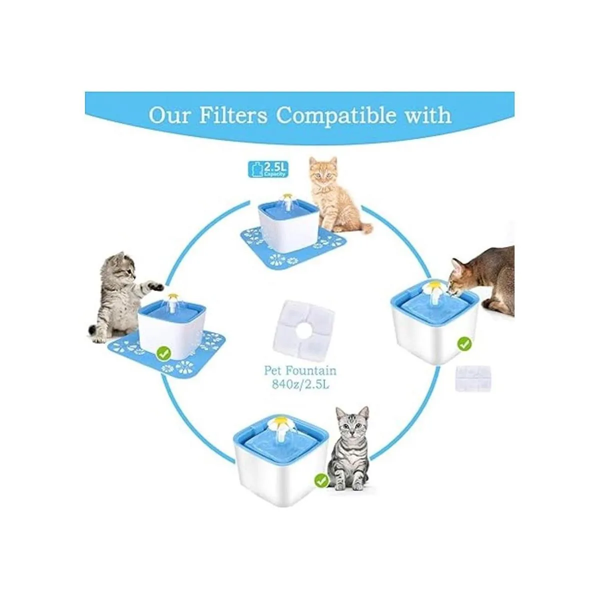 Filtros de fuente de agua para gatos 8 paquetes de
