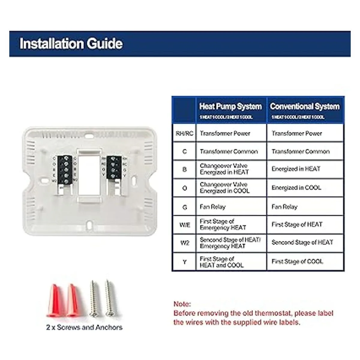 ELECTECK Heat Pump Thermostat with Large Digital LCD