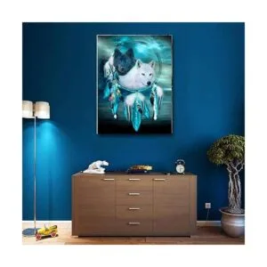 SKRYUIE Kits de pintura de diamante 5D con diseño de lobo_3