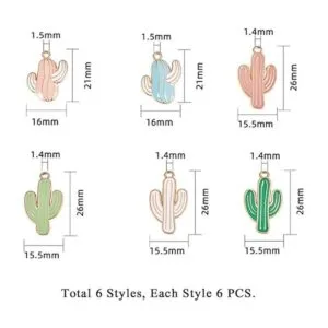 PH PandaHall 36 colgantes de cactus de 6 colores con