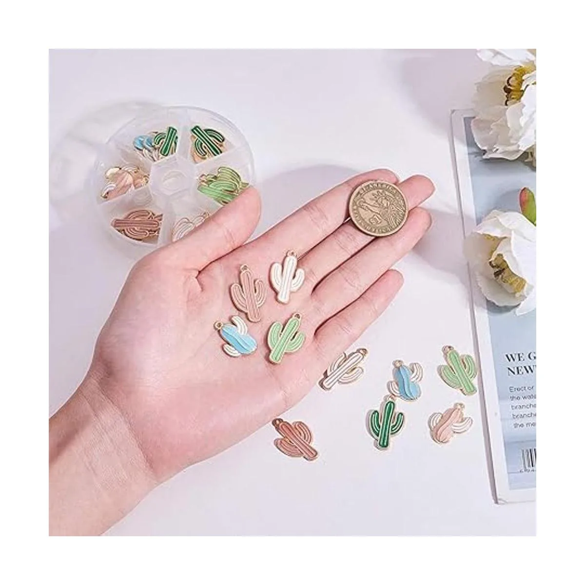 PH PandaHall 36 colgantes de cactus de 6 colores con