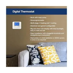 ELECTECK Heat Pump Thermostat with Large Digital LCD