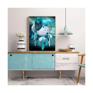 SKRYUIE Kits de pintura de diamante 5D con diseño de lobo_4