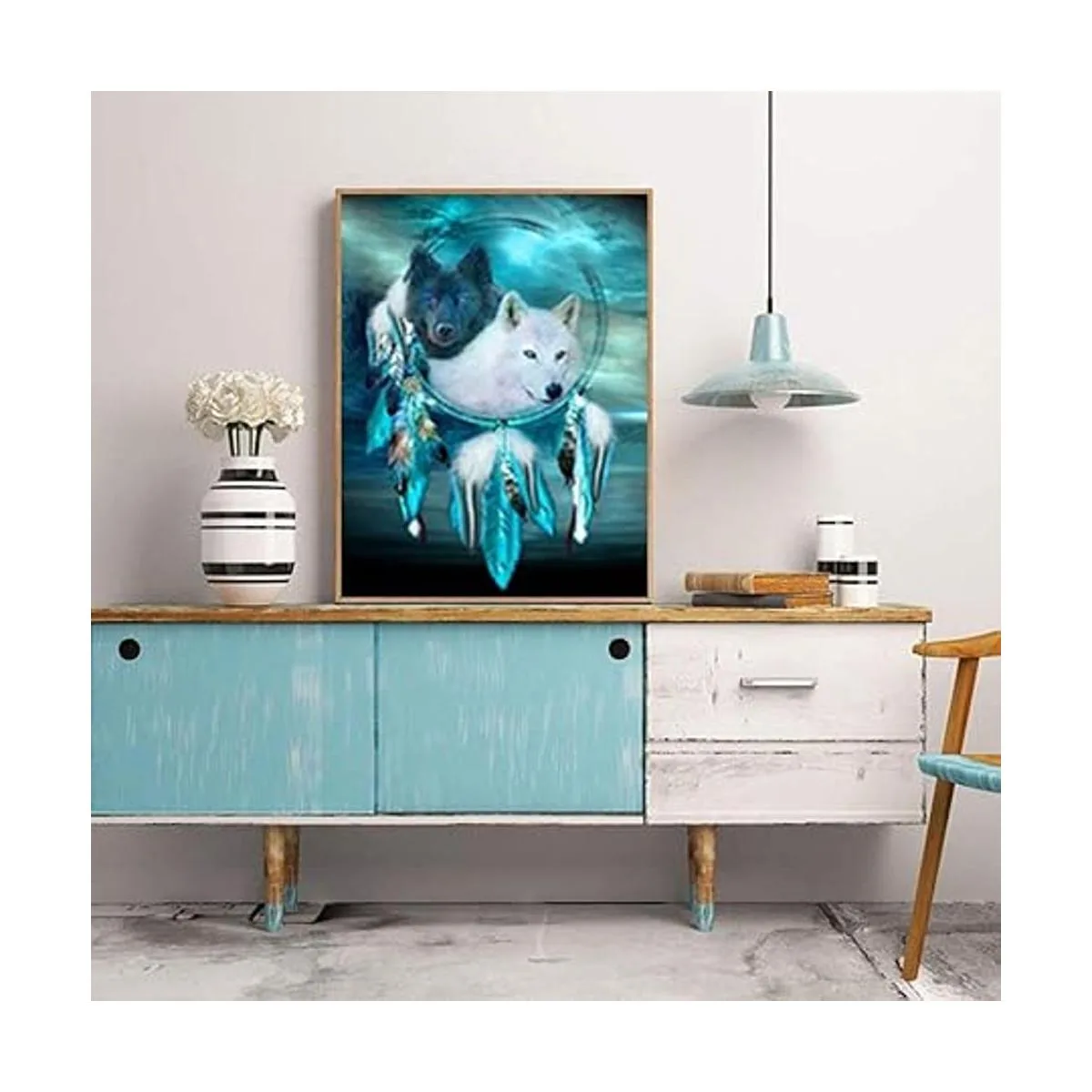 SKRYUIE Kits de pintura de diamante 5D con diseño de lobo_4