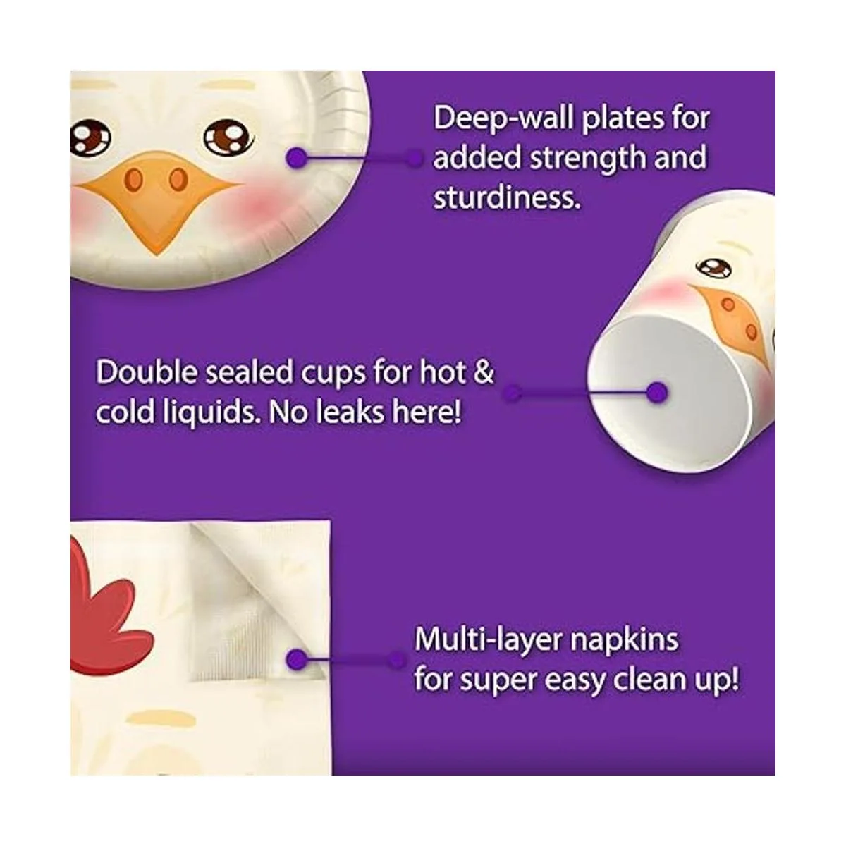 Juego de suministros de fiesta de cumpleaños de pollo_3